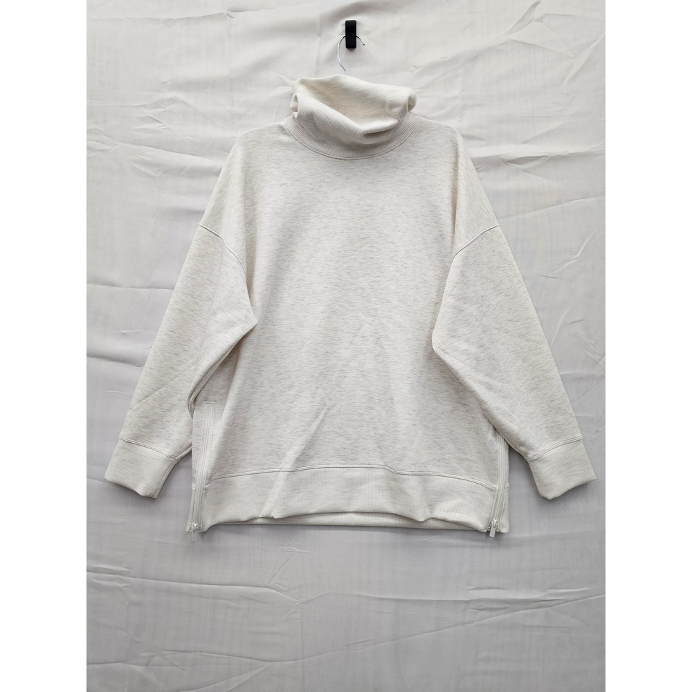 All in Motion Airy Sleek Funnel Neck Sweatshirt Heathered Cream Womens Size M
